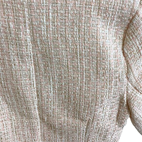 Forever 21 Blazer Women’s SZ S Pink Cream Gold Cropped Tweed Pocket Button Up - Picture 14 of 14